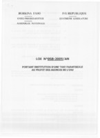 LOI N'958-2009/AN PORTANT INSTITUTION D'UNE TAXE PARAFISCALE AU PROFIT DES AGENCES DE L'EAU